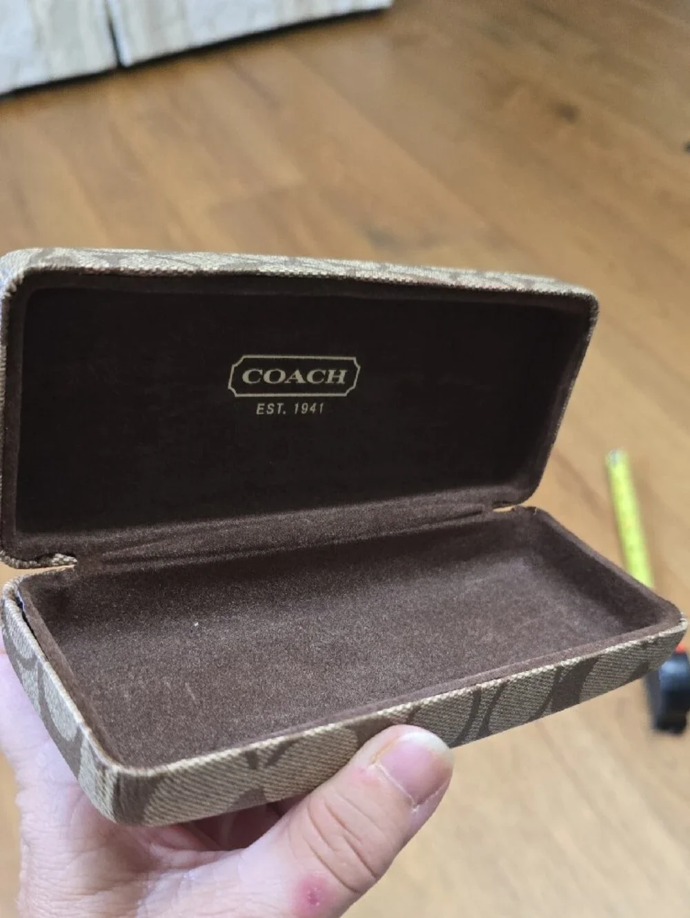 COACH Brown Signature Monogram Eyewear Case